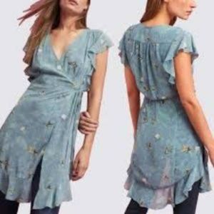 Featherbone by Anthropologie Butterfly Wrap Dress.  SZ L